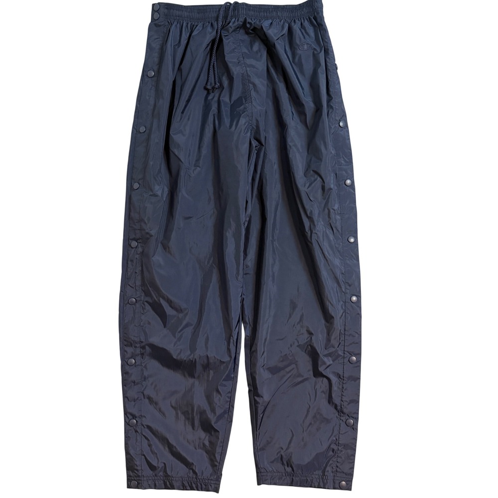 Champion Vintage Navy Blue Tearaway Snap Track Pants Mens XL 22001 Nylon Warmup